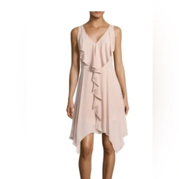 navy blue dress for baby girl NWT BCBGMaxAzria Antique White Floral Dots Asymmetric Ruffle Dress Sz XL  $248